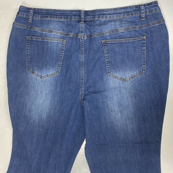 Midnight Velvet Bootcut Flare Jeans 22W Hi-Rise Denim Gold Sequins Plus Size NEW - Picture 8 of 12